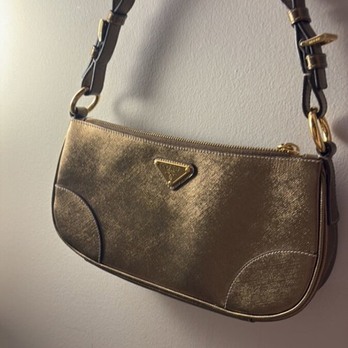 Prada Gold Saffiano shoulder bag new, gold
