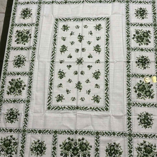 Imperia Tablecloth 100% Viscose with Green Floral Patterns, New