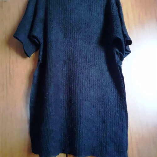Attrattivo long loose rib knit blouse dress used black gray
