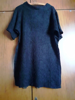 Attrattivo long loose rib knit blouse dress used black gray