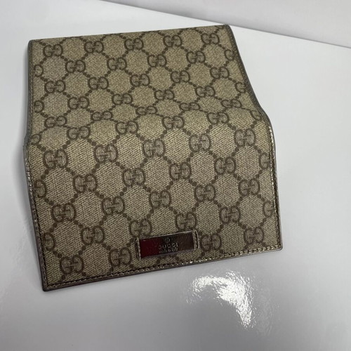 Gucci canvas wallet used, beige, 4 card slots, coin compartment