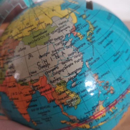 Globes used, set of 5 pieces for children's desk