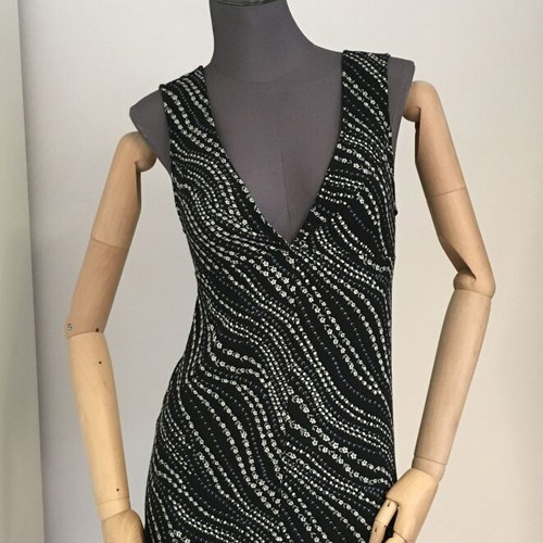 Samsoe Samsoe black dress like new with white wavy dotted pattern XXS