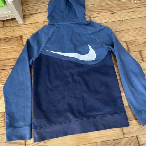 Nike hoodie with hood used, navy blue, size medium kids