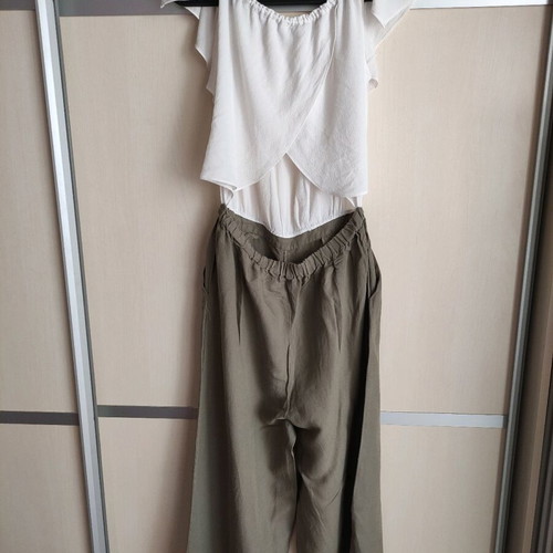 Zara midi jumpsuit, white and khaki