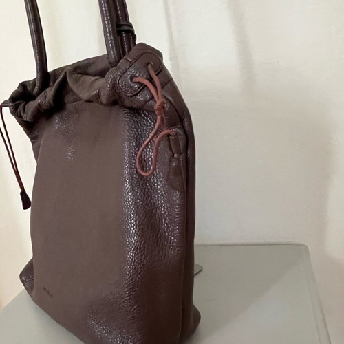 Furla shoulder bag leather brown and silver like new
