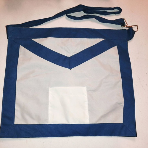 White Masonic apron with blue trim like new