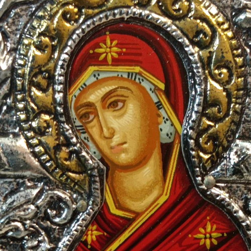 Panagia of Nafpaktos Silver Icon 950 Like New