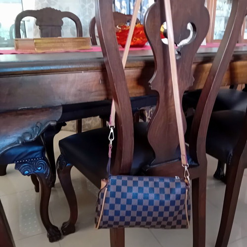 Shoulder bag in black-tan faux leather like new, 35x32 cm
