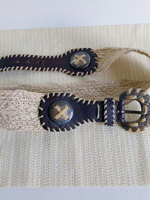 Βίντατζ ζώνη Dirndl σαν καινούργια, πλεγμένο τζούτ και σκούρο δέρμα με διακοσμητική αγκράφα
