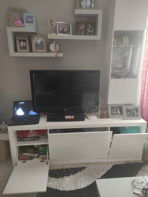 Tv composition with crystal cabinet used