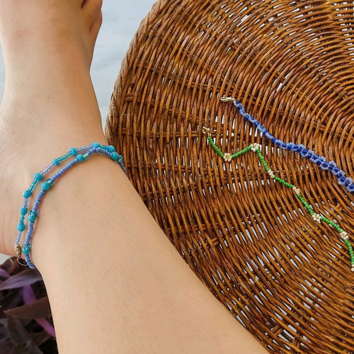 Handmade anklets new in summery blue shades