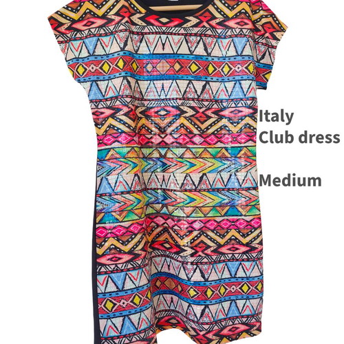 Yamamay colorful ethnic club dress with sequins and black back medium, like new