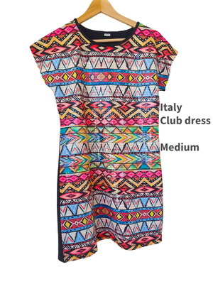 Yamamay colorful ethnic club dress with sequins and black back medium, like new