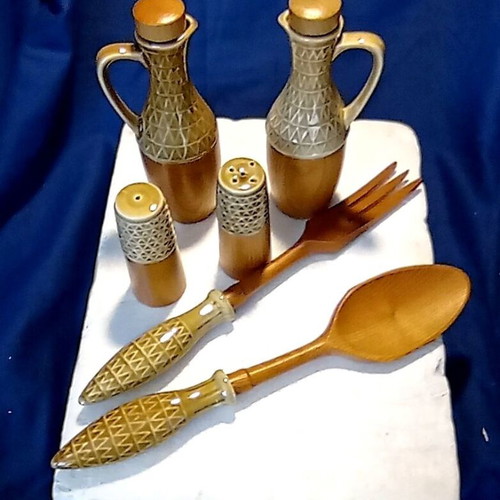 Vintage Japanese Continental Table Set new, wood and ceramic