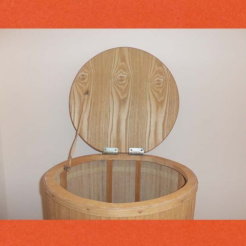 Wooden and Bamboo Laundry Basket with Lid used, 40 cm diameter, 52 cm height