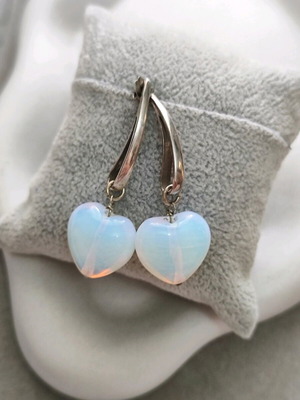 Silver 925 earrings with hearts used, moonstone