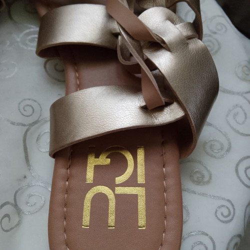 Luigi leather flat sandals new, gold color