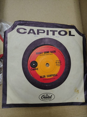 Glen Campbell Honey Come Back 45 RPM vinyl single used, country