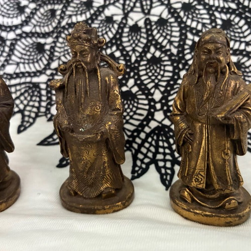 Bronze Feng Shui statues used, set of 3 (Fu Lu Sao)