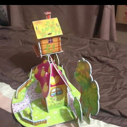 Assembled cardboard house used, children's toy