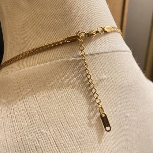 Unisex necklace gold-plated steel new, gourmet 3mm flat chain