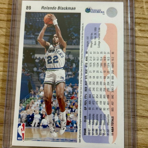 Κάρτα Rolando Blackman Dallas Mavericks NBA Upper Deck 1992 σαν καινούργιο