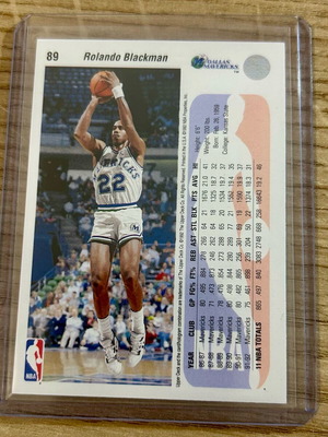 Κάρτα Rolando Blackman Dallas Mavericks NBA Upper Deck 1992 σαν καινούργιο