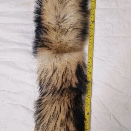Raccoon leather strip like new, beige