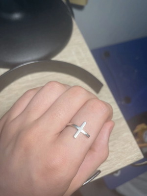Silver ring with cross adjustable size, like new