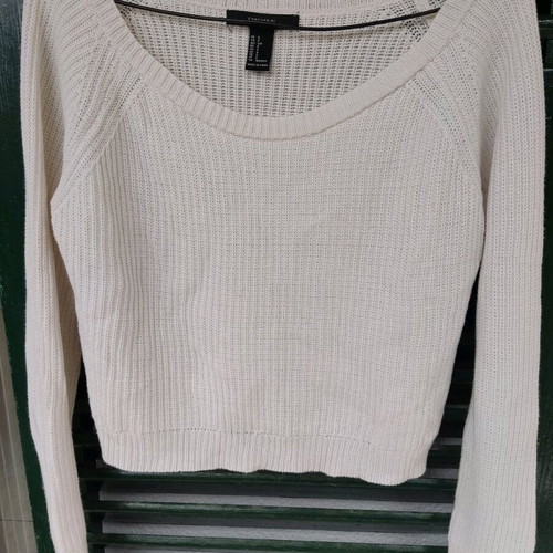 Forever 21 white knit crop top blouse size S used