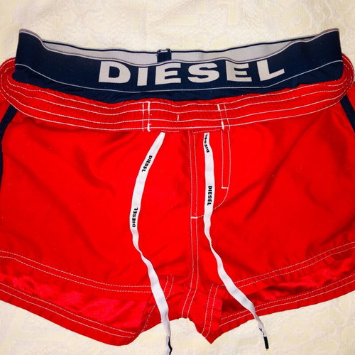 Diesel swim shorts like new, red, quick-dry fabric with bandage