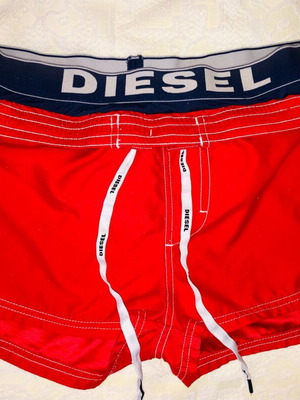 Diesel swim shorts like new, red, quick-dry fabric with bandage