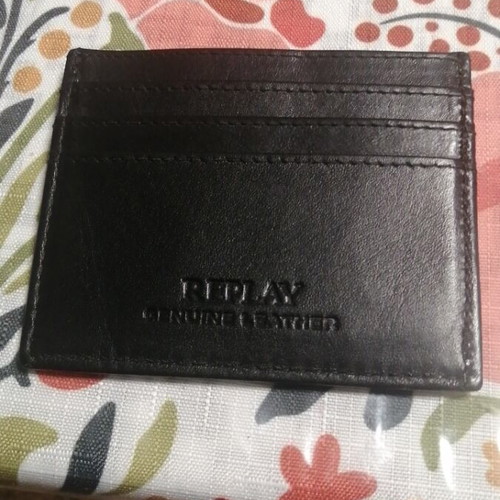 Replay leather card holder, black, new