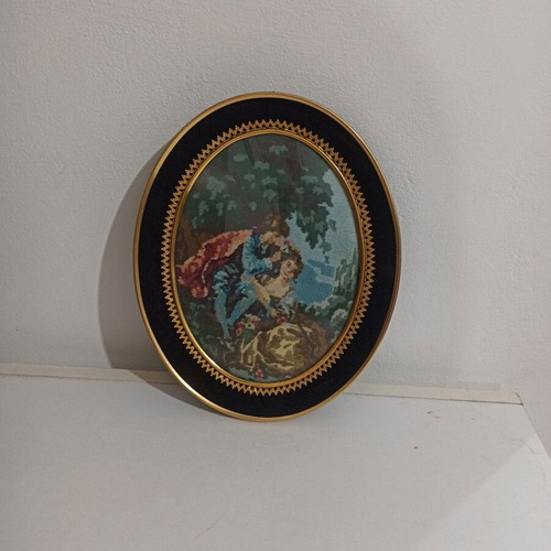 Embroidery framed picture used, dimensions 25.5x20.5 cm