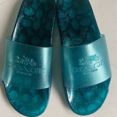 Coach Ulysses Jelly Translucent Aqua Slide Sandals New EU41