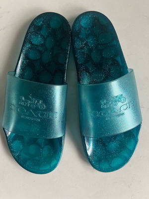 Coach Ulysses Jelly Translucent Aqua Slide Sandals New EU41