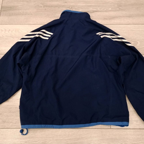 Adidas vintage jacket navy blue with white stripes, used