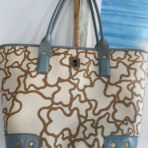 Tous tote bag like new, beige and blue shoulder bag