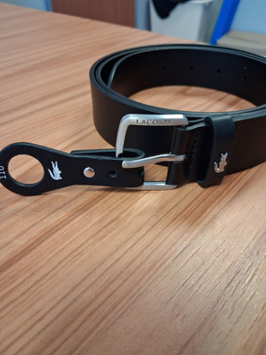 Lacoste leather belt 110 cm, black, men's