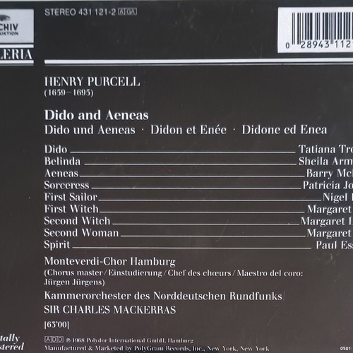 Purcell Dido and Aeneas CD used, classical