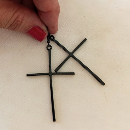 Black Minimal Cross Dangling Earrings new, goth punk style