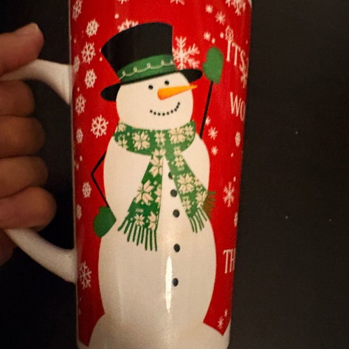Large Christmas mug with snowman and festive phrase