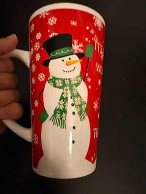 Large Christmas mug with snowman and festive phrase