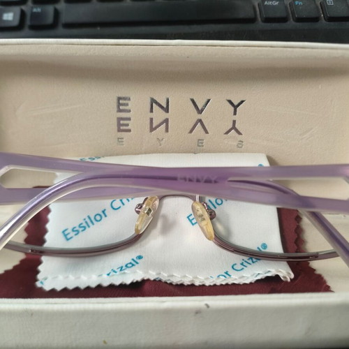 Envy Computer Glasses like new, purple and silver frame, blue light filter