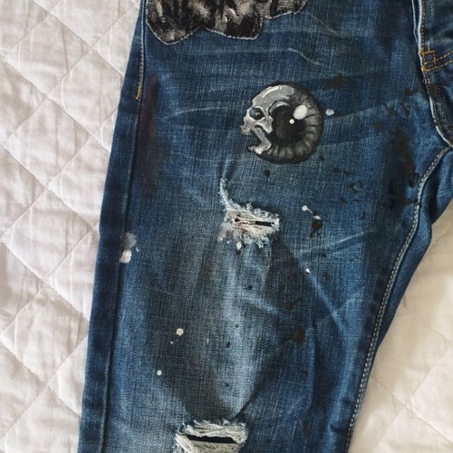 Jeans with handmade details medium, like new, blue