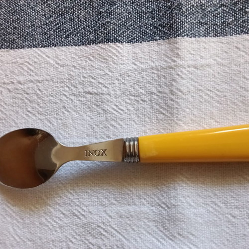 Vintage set of 6 dessert spoons used, stainless steel handles