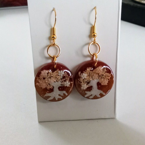 Tree of Life handmade earrings new, brown color