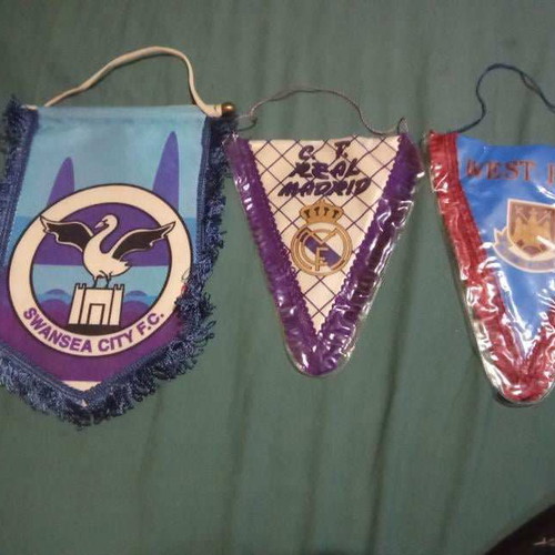 Swansea, West Ham, Real Madrid pennants used, set of 3