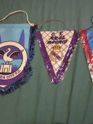 Swansea, West Ham, Real Madrid pennants used, set of 3